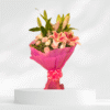 Pink Lilies, White Roses & Pink Carnations Flower Bouquet