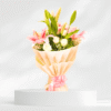 Fresh Flower Bouquet with 3 Pink Oriental Lilies & 10 White Roses