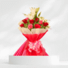 10 Roses, 5 Red Carnations, 1 White Lily with Baby’s Breath Flower Bouquet