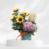Sunflower & Pink Hydrangea Flower Box Arrangement