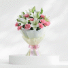 Elegant Bouquet of 20 Pink Carnations & 8 White Asiatic Lilies